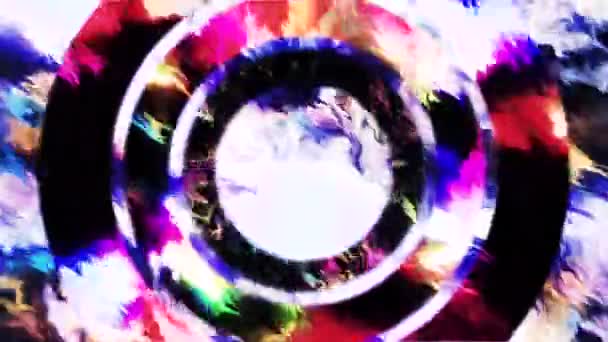 Kleurrijke Animatie Met Pulserende Ringen Voor Aandacht Beweging Kleurrijke Flikkering — Stockvideo