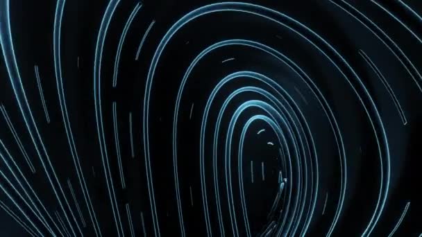 Spiralringar Med Futuristiska Linjer Design Vibrationer Strömmar Neonlinjer Och Spiralrörelser — Stockvideo
