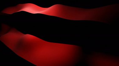 Siyah arka plan. Tasarım. Bilgisayar grafiklerinde hafif sallanan mavi ve kırmızı çizgiler. Yüksek kalite 4k görüntü