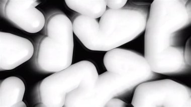 Soyut 3D dönüşüm oval şekiller. Hareket. Bulanık köpükler yanıp sönüyor. 