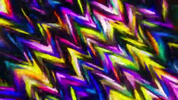 Яскраві Кручені Трикутні Фігури Рух Чорний Фон Підсвіченими Геометричними Фігурами — стокове відео