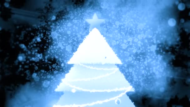 Fundo Azul Laranja Com Uma Árvore Natal Elegante Moção Uma — Vídeo de Stock