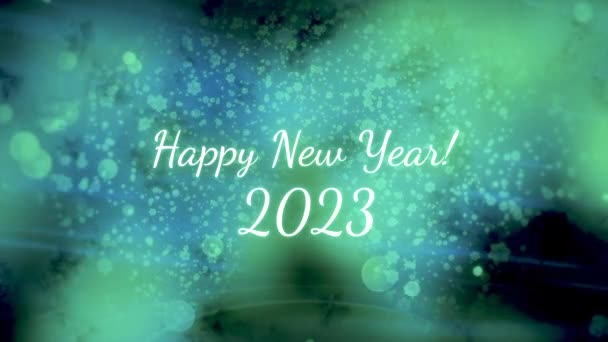 新年快乐2023年的题词 美丽的节日动画与题词快乐的新年在2023年 在光彩夺目的背景下 新年快乐 — 图库视频影像
