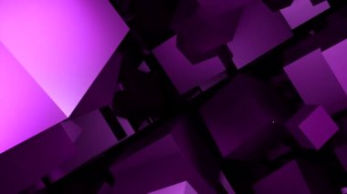 Uzayda hareket eden bir sürü küp var. Tasarım. 3D küpler siyah arkaplanda akıntıda hareket eder. Akıntıda bir sürü 3D küp uçuyor..