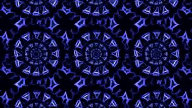 Beyaz ve mavi kaleydoskop deseni. Hareket. Canlandırmada hızlı değişen geometrik şekilli farklı süsler. Yüksek kalite 4k görüntü