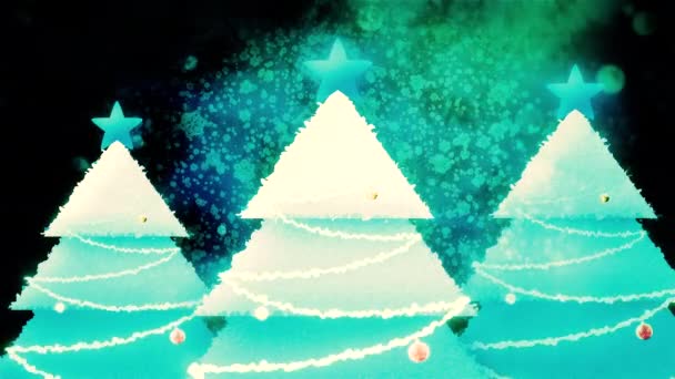 Mavi Animasyon Tebrikler Hareket Noel Süsleriyle Süslenmiş Parıltılı Bir Kartpostal — Stok video