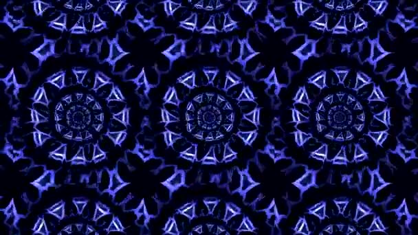 Modello Caleidoscopio Bianco Blu Mozione Diversi Ornamenti Con Forme Geometriche — Video Stock