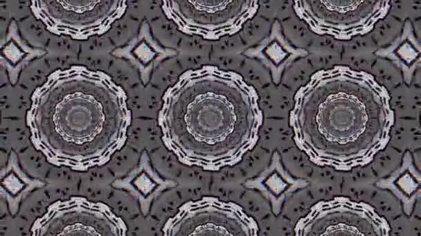 Λευκό Και Μπλε Μοτίβο Καλειδοσκοπίου Κίνηση Διαφορετικά Στολίδια Γεωμετρικά Σχήματα — Αρχείο Βίντεο