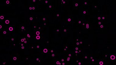 Siyah arka planda soyut uçan halkalar. Tasarım. Yuvarlak dönen ve yükselen kabarcıklar