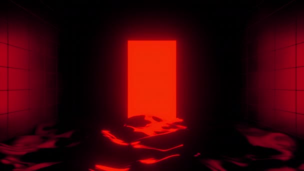 Abstrakte Neon Led Lampen Dunklem Inneren Design Hell Glühende Laterne — Stockvideo