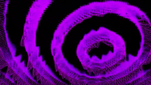 Abstrakcyjne Koncentryczne Fluktuacyjne Sylwetki Pierścieni Czarnym Tle Projektowanie Jasne Okrągłe — Wideo stockowe