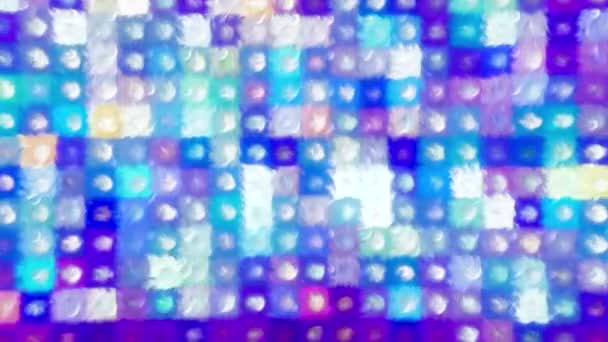 Яркие Квадратики Мозаике Движение Синие Белые Квадраты Которые Подсвечиваются Сверкают — стоковое видео
