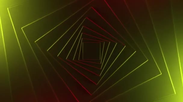 Вращающийся Градиентный Туннель Дизайн Вереница Светлых Цветов Узкие Силуэты Ромбов — стоковое видео