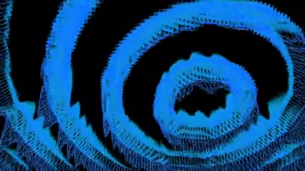 摘要黑色背景上的抽象波动环 波浪水面下色彩斑斓的圆圈 — 图库视频影像