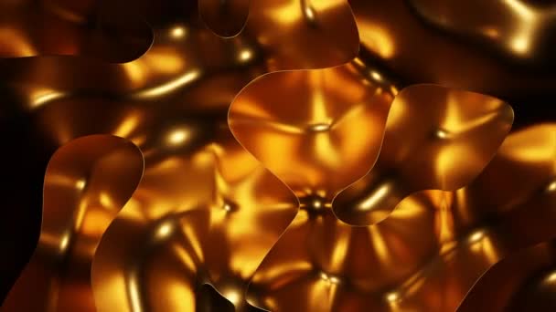 Αφηρημένο Χρυσό Υγρό Κινείται Σχέδιο Χρυσό Μέταλλο Κινείται Ρευστές Καμπύλες — Αρχείο Βίντεο