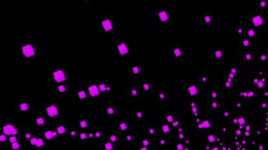 Akıntıda 3 boyutlu küpler uçar. Tasarım. Siyah arka planda uçan akıntıda renkli küplerin nabzı atar. Küpler akıntıda 3 boyutlu animasyonlar halinde uçar. 