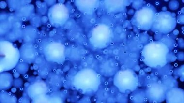 3D moleküllerin dönüşümlü akışı. Tasarım. Akıştaki biyolojik moleküllerin oluşumu. Küresel moleküller akıntıda hareket eder.