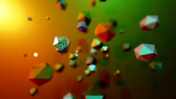 Mnohoúhelníkové Koule Náhodně Pohybují Vesmíru Design Spousta Létajících Geometrických Koulí — Stock video