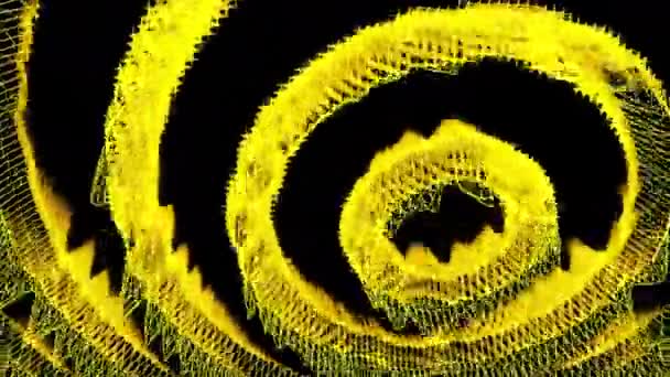 スパイラル濃度サークル オーディオ波 デザイン 黒い背景の水面下のカラフルな円 — ストック動画