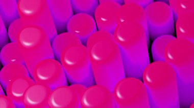 Parlak renkli sütunlar 3 boyutlu animasyonda hareket eder. Tasarım. Hareketli 3 boyutlu silindirli modern animasyon. Parlak sütunlar dalgalar halinde hareket eder. 