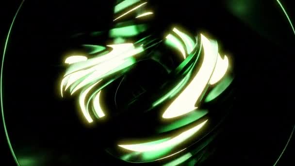 Движущийся Абстрактный Мяч Светящимися Линиями Металлической Текстурой Дизайн Футуристический Шар — стоковое видео