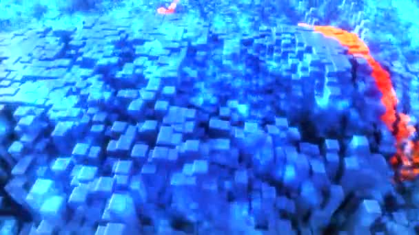 Синій Бірюзовий Рухаються Вперед Фону Рух Яскраве Світло Маленьких Квадратних — стокове відео