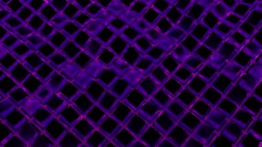 Su dalgası etkisi olan sanal şebeke. Başla. Kare şebeke su parıltısıyla dalgalar halinde hareket eder. Siyah arkaplanda hareket eden dalgalarla soyut kare ağ havuzu