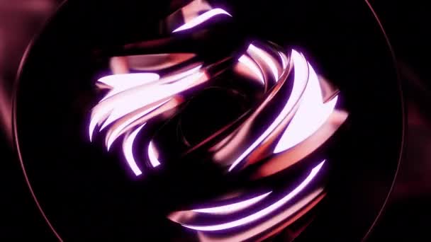 Футуристическая Трехмерная Структура Вращающимся Мячом Дизайн Неоновые Линии Светятся Вращающимся — стоковое видео
