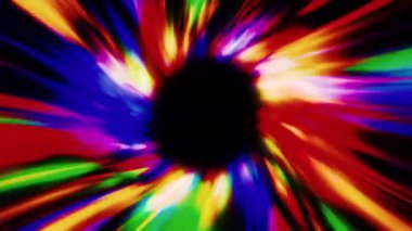 Dijital ışıkların hızı, dijital teknolojik tünele doğru hareket eden neon ışınları. Hareket. Solucan deliğinin içinde uçuyor 