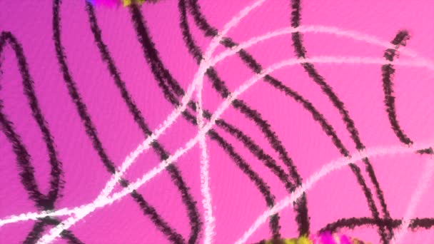 曲線を有する抽象的な鉛筆ライン ムーブメント 曲線はテクスチャされた背景に描かれます 色の背景にクルックペンシルラインが表示されます — ストック動画