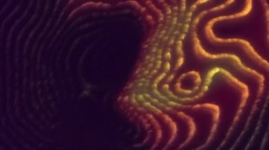 Turuncu ve pembe parlak noktalar. Hareket. Animasyonda yayılan ve parlayan yanardöner noktalar. Yüksek kalite 4k görüntü