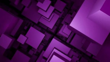 Kareler arasındaki boşlukta hareket. Tasarım. Kare akışının geometrik alanına atla. Siyah arkaplanda 3 boyutlu karelerin akış tüneli. 