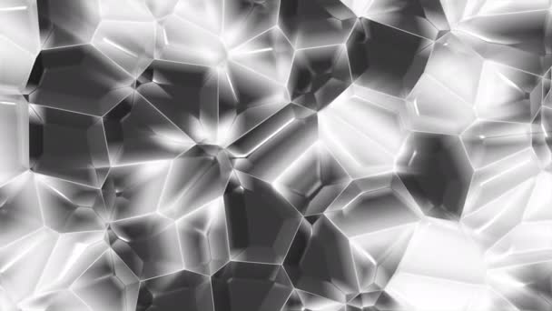 Moléculas Geométricas Cristalinas Moción Formas Geométricas Con Resplandor Cristalino Moléculas — Vídeos de Stock