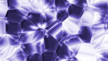 Kristal geometrik moleküller. Hareket. Kristal ışıltılı 3 boyutlu geometrik şekiller. Kristal formunda parlak moleküller. 