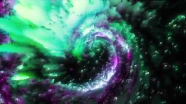 Spirale Kosmische Explosion Bewegung Wirbelnde Nebelspirale Mit Glänzenden Teilchen Bunte — Stockvideo
