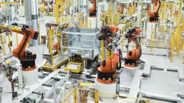 Tokyo-Japonya, 08.01.2023, sahne. Fırlatmayla çalışan ve insanlar tarafından kontrol edilen yeni icat edilmiş robotlar. Yüksek kalite 4k görüntü