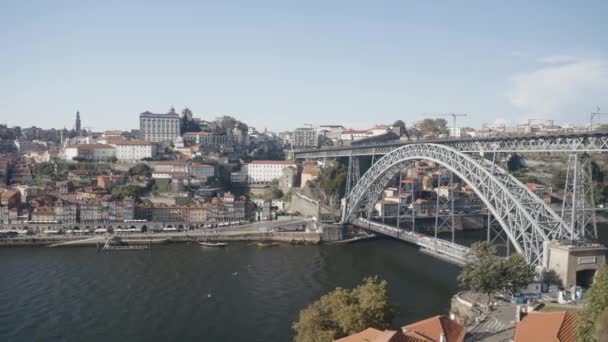 Ciudad Oporto Portugal Europa Vista Aérea Del Dron Horizonte Acción — Vídeo de stock