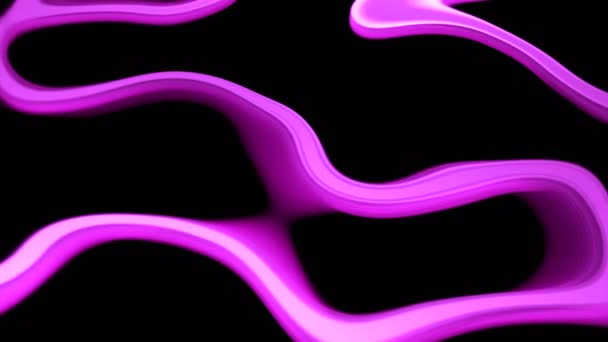 流动线的液态图 线性3D点运动具有液体效应 在黑色背景上流动的液态线的模式 — 图库视频影像