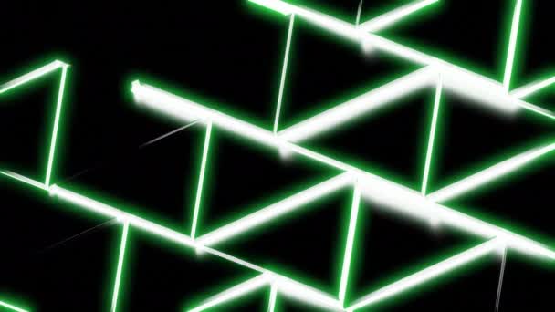 Forme Astratte Neon Triangolari Sfondo Nero Progettazione Linee Corte Che — Video Stock