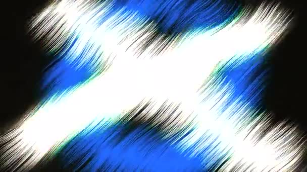 リニアグリッチによるアニメーション ムーブメント 黒い背景に波状の線と画像が付いている電子グリッチ サークルのイメージと干渉によるクロス — ストック動画