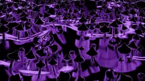 Animação Superfície Cogumelos Mágicos Psicodélicos Desenho Cogumelos Crescimento Abstrato Iluminação — Vídeo de Stock