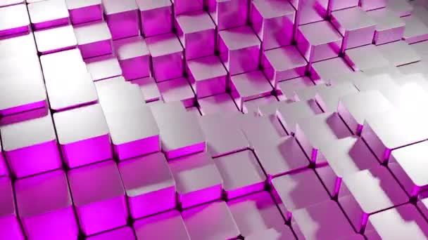 淡粉色和浅灰色正方形 墙壁是由跳着舞的正方形所组成 是以3D格式制作的 高质量的4K镜头 — 图库视频影像