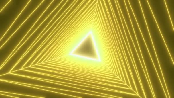 Túnel Futurista Com Luzes Neon Moção Pirâmide Como Formas Criando — Vídeo de Stock