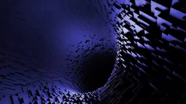 Abstraksi Kuning Dan Biru Dengan Teleportasi Mendalam Desain Terowongan Mikro — Stok Video