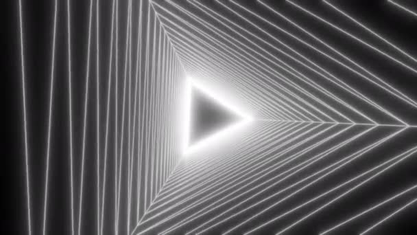 Túnel Futurista Con Luces Neón Moción Pirámide Como Formas Creando — Vídeos de Stock