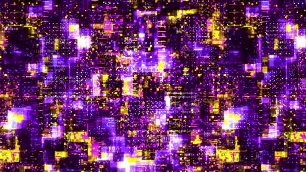 Technologie Mosaik Textur Bewegung Buntes Pixeliges Muster Mit Codezeilen — Stockvideo