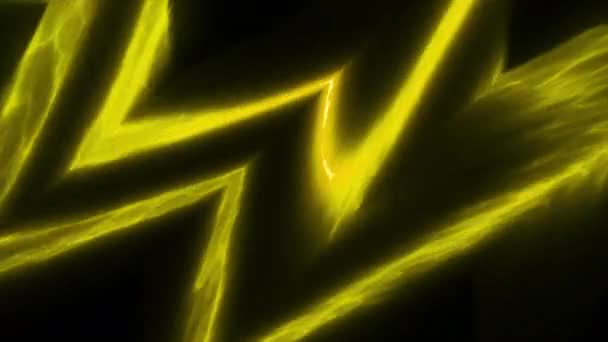 Black Background Movement Motion Yellow Green Stripes Quickly Drawing Triangles — Stock Video