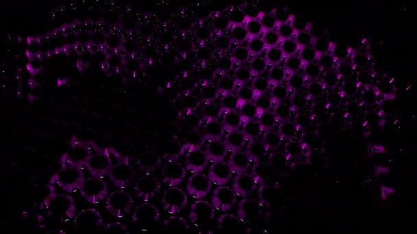 Красная Фиолетовая Сетка Дизайн Черный Фон Движущейся Сеткой Яркими Оттенками — стоковое видео