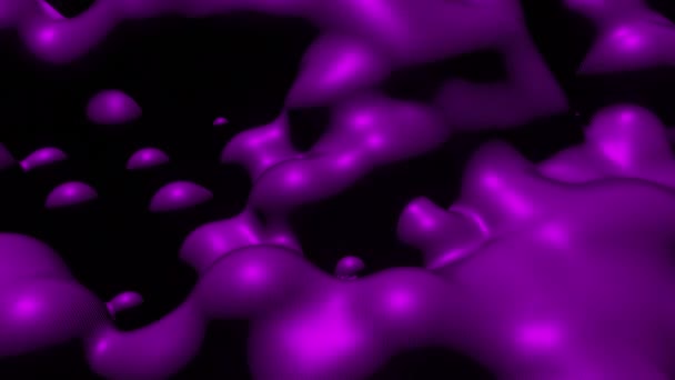 有流动液滴的动画 液滴圆圆的 呈波浪状运动 黑色背景上的流动液体 — 图库视频影像
