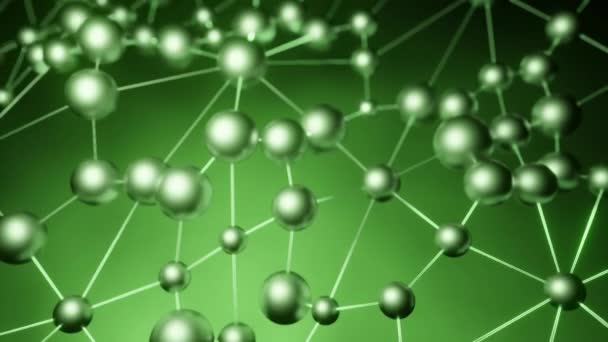 Zelené Modré Pozadí Design Vázané Kulaté Molekuly Vytvořené Jako Pod — Stock video